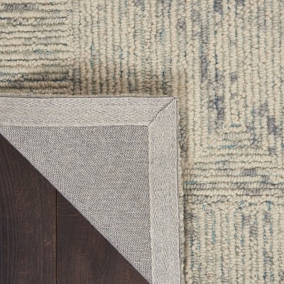 Ivory/Grey/Teal 8' x 10' Hand-Tufted Wool Rectangular Rug