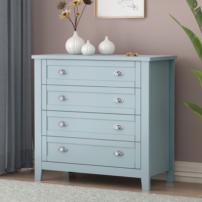 Modern 4/6 Drawer Dresser with Wooden Legs and Vintage Shell Handles - ModernLuxe