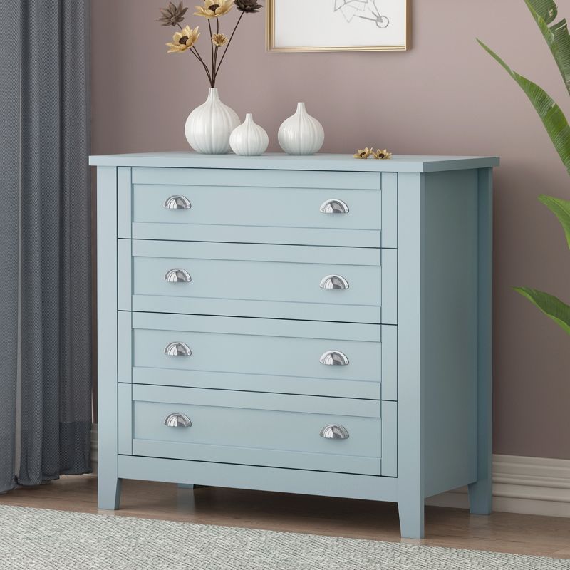 Modern 4/6 Drawer Dresser with Wooden Legs and Vintage Shell Handles - ModernLuxe, 1 of 13