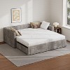 Twin to King Size Daybed with Trundle, Twin Size Chenille Upholstered Extendable Sofa Bed Frame with Storage Drawers - ModernLuxe - 3 of 4