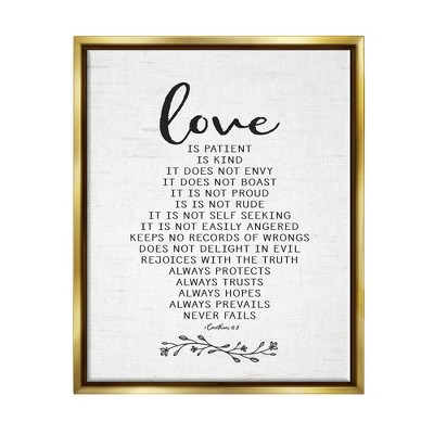 Stupell Industries Love is.. Uplifting Heartfelt Quote Spiritual Scripture Floater Canvas Wall Art
