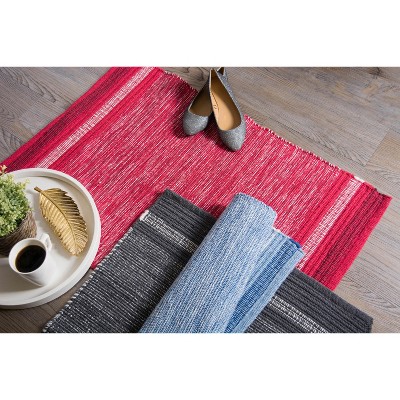 Handmade Red Cotton Reversible Striped 2x3' Rug