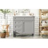 Akoasm 36 in. W Modern Single Sink Bathroom Vanity with 2 Drawers and a Tip-out Drawer-Grey - 3 of 4