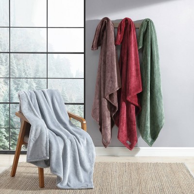 Luxurious Sherpa Fleece Reversible Throw Blanket, Green, 50"x60"
