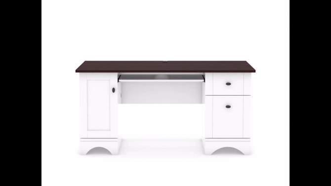 Computer Desk with Cherry Accent Top Soft White - Sauder, 2 of 9, play video
