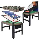 Sunnydaze Indoor Rustic Style 2 Player 5-in-1 Multi-Game Table with Billiards, Air Hockey, Foosball, Ping Pong, and Basketball - 45" - Weathered Gray