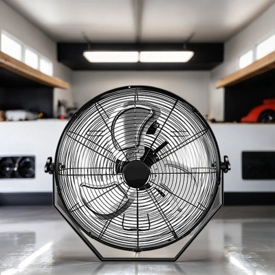 UBSSO 18" High-Velocity 3-Speed Wall Mount Fan for Indoor & Outdoor Use, Industrial Grade - Black