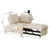 SKRAN versatile foldable sofa bed , modern sofa velvet pull-out bed, loveseat sofa adjustable back and with USB port and swivel phone stand,BEIGE - 3 of 4