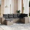 vidaXL 6 Piece Patio Sofa Set with Cushions Gray Poly Rattan - 2 of 4
