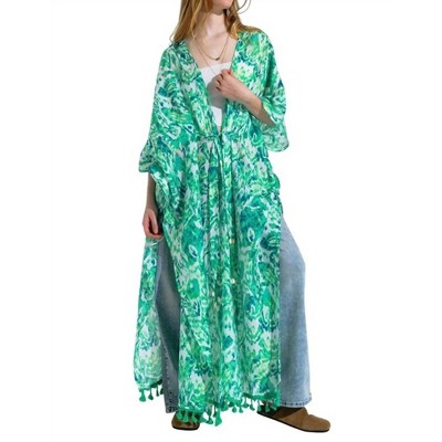 Women's Long Print Beach Coverup - Q2 OS