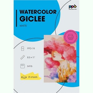 PPD Matte Watercolor Giclee 8.5x11" 25 sheets 240 gsm for Inkjet Printers - 1 of 4