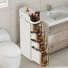 VECELO 4-Tier Slim Bathroom Storage Cabinet with Wheels & Drawers, Toilet Paper Holder, Movable Narrow Floor Cabinet for Small Space, White - 2 of 4