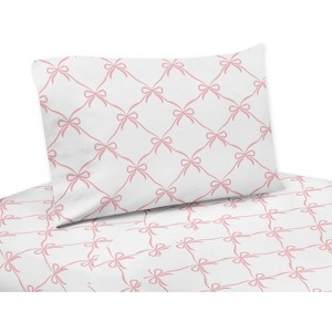 Sweet Jojo Designs Girl Queen Sheet Set Ballerina and Ballet Bows Pink and White 4pc - 1 of 4