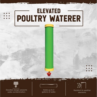 Green Elevated Plastic Poultry Waterer with Mounting System