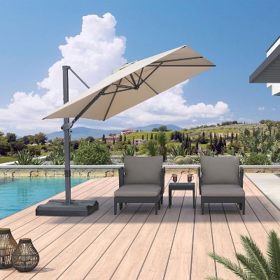 PURPLE LEAF Cantilever Telescopic Umbrella for Swimming Pool, Patio, Porch, Garden