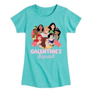 Girls' - Disney Princess - Galentine's Day Squad Fitted Short Sleeve Graphic T-Shirt - 1 of 4