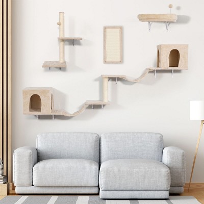 Diy Cat Wall Shelves For Large Cats Cat Scratch Pads For Furniture Cat Mansion Tower Tall Cat Perch Sisal Cat Scratcher Mat And Posts-Cuddlewood