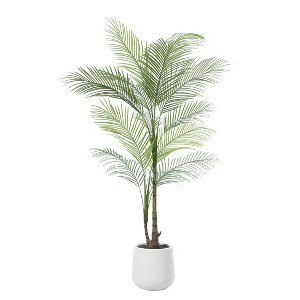 DR.Planzen Faux Palm Trees with Oval White Planter, Pre Potted Fake Greenry Palm Tree for Home Decor - 1 of 4