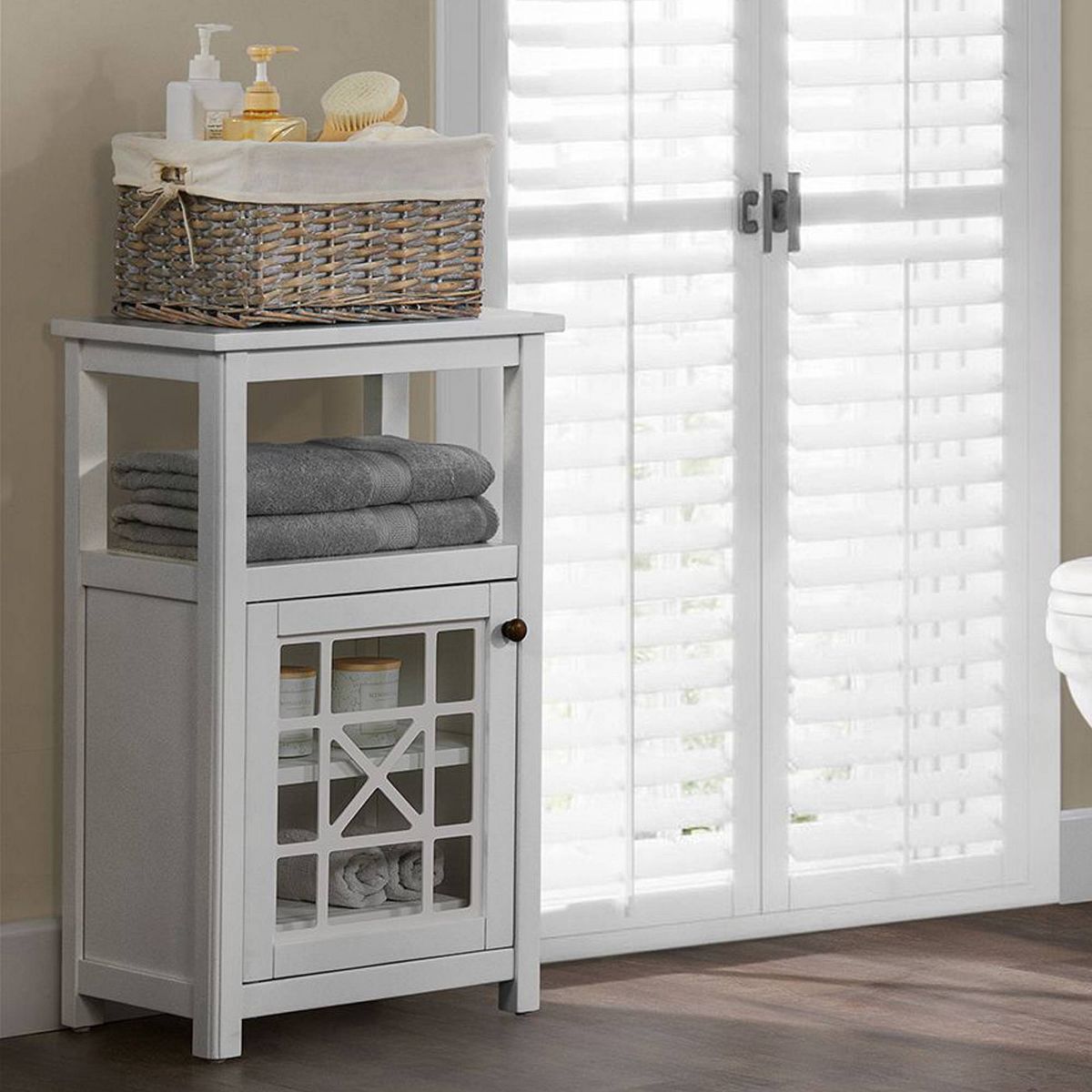 17"x29" Derby Deluxe Floor Storage Cabinet White - Alaterre Furniture: Hardwood Frame, 2-Shelf Bath Organizer - thumbnail 3