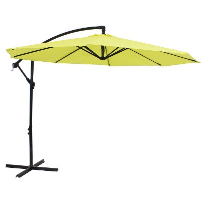 Sunnydaze Outdoor Steel Cantilever Offset Patio Umbrella with Air Vent, Crank, and Base - 9' - Sunshine