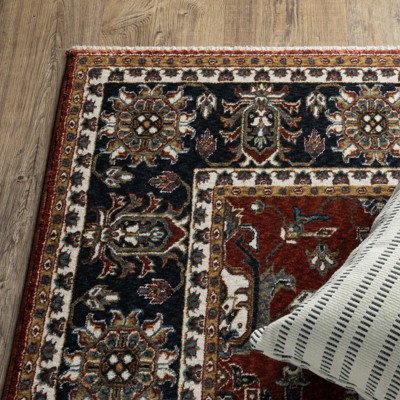 Vivian Red and Navy Synthetic Persian Area Rug 3'10" x 5'5"