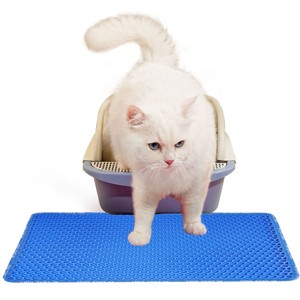 SEVOBAL Litter Box Mat with Double Layers Non-Slip Litter Trapping Mat Easy Clean Kitty Litter Scatter Control, Blue, 54"*36"*1.5" - 1 of 4