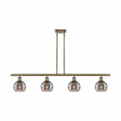 Rochester - 4 Light Stem Hung Island In Industrial Style-8.38 Inches Tall and 48 Inches Wide