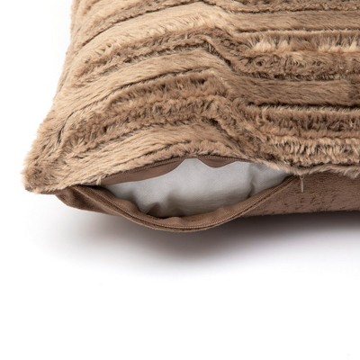Luxurious Marble Chocolate Faux Fur Rectangular Throw Pillow Set