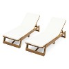 Christopher Knight Home Maki Outdoor Acacia Wood Chaise Lounges with Cushion (Set of 2) - 2 of 4
