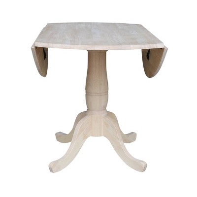 42" Round White Wood Extendable Dining Table