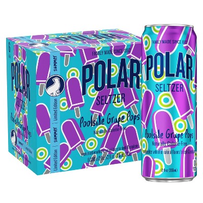Polar Poolside Grape Pops Sparkling Water - 6pk/12 fl oz Cans