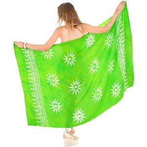 LA LEELA Women's Summer Bikini Wraps Beach Wrap Coverup Sarong Skirt Bathing suit Swimwear Swimsuit Coverup for Women One Size Green, Sun - 1 of 4
