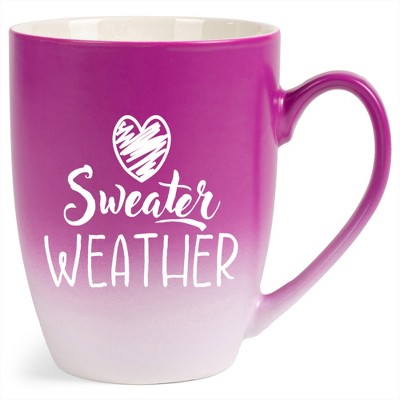 Elanze Designs Sweater Weather Two Toned Ombre Matte Pink and White 12 ounce Ceramic Stoneware Coffee Cup Mug