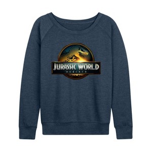 Women's - Jurassic World: Rebirth - Logo Lightweight French Terry Wide Neck Long Sleeve Shirt - 1 of 4