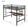 Full Size Metal Loft Bed with Desk, Loft Bed Frame with Ladder and Storage Shelves, Platform Bed for Bedroom Living Room, No Box Spring Needed 78.1" - 3 of 4