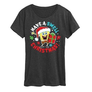 Women's - SpongeBob SquarePants - Have A Swell Christmas Short Sleeve Graphic T-Shirt - 1 of 4