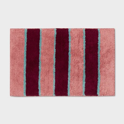 18"x28" Color Block Striped Bath Rug Berry Purple - Threshold™