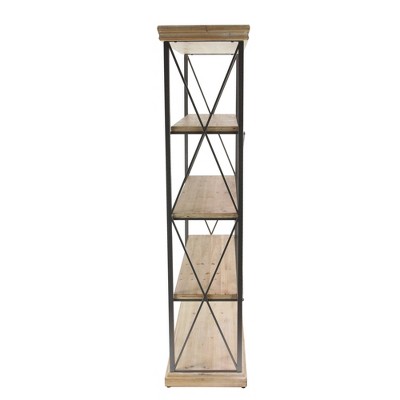 Industrial Brown Wood and Metal 5-Tier Shelving Unit