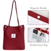 Wrapables Corduroy Tote Bag, Casual Everyday Shoulder Handbag, Red - image 3 of 4