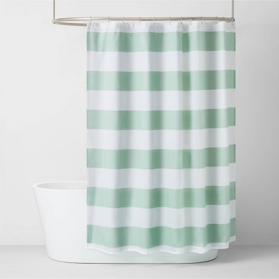 Rugby Stripe Shower Curtain Teal, Red Rugby Stripe Shower Curtain