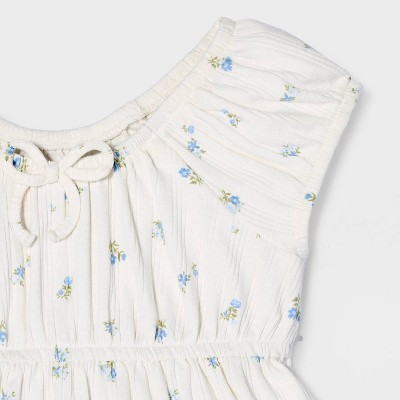 Cat & Jack Girls' Pointelle Knit Floral Peplum Top - Cat & Jack™ Cream M — фото 3