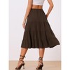 INSPIRE CHIC Women's Midi Solid Elastic Waist Flare Tiered A-Line Skirt with Pockets - 4 of 4