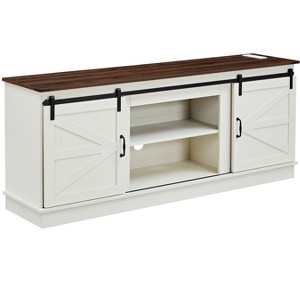 65" LED Farmhouse TV Stand for 65/70/75 Inch TVs,Tall Entertainment Center Storage Cabinets w/Power Outlets - 1 of 4