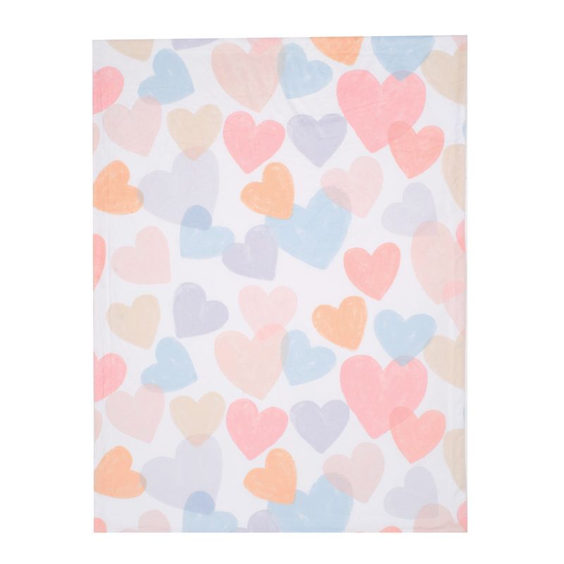 Bedtime Originals Rainbow Hearts White/Pink/Purple Soft Fleece Baby Blanket, 2 of 10