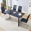 5-Piece Dining Set with Marble Pattern Table and 4 PU Armless Chairs - 2 of 4