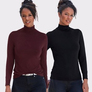 Women's 2 Pack Fitted Turtleneck Tops - LASCANA - 1 of 4