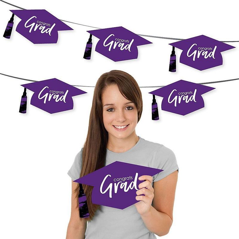 Big Dot of Happiness Purple Graduation Hat Decorations - DIY Large Party Essentials - 20 Count, 2 of 8