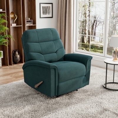 Fabric Recliner Chair with Handle, Pine Wood Frame