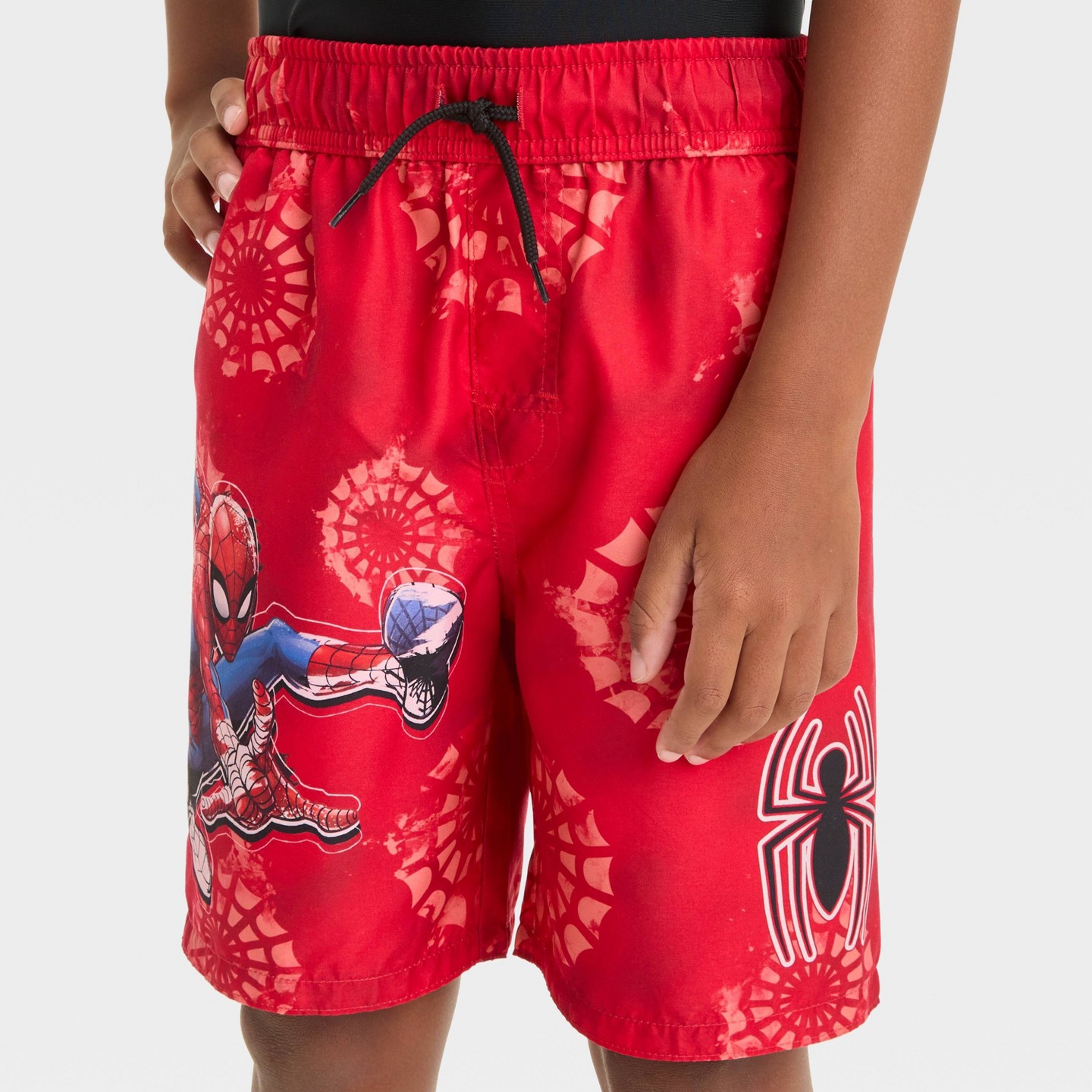 Детские шорты Spider-Man Boys' Solid Swim Shorts - Red M: Polyester, Tagless, Mid Rise, UPF 50+, Microfiber, цвет: Красный — фото 3