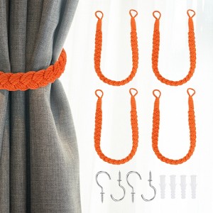 Unique Bargains Cotton Hand-Woven Decorative Metal Hook Curtain Drapes Holdbacks 23.6" - 1 of 4